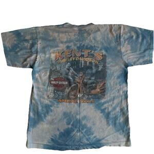 VTG Harley Davidson Tie Dye T-Shirt Mens Medium Blue Single-Stitch Abilene Texas